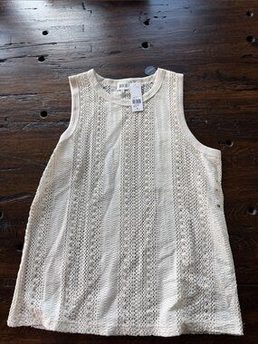 BKE Ivory Crochet Sleeveless Knit Tank
